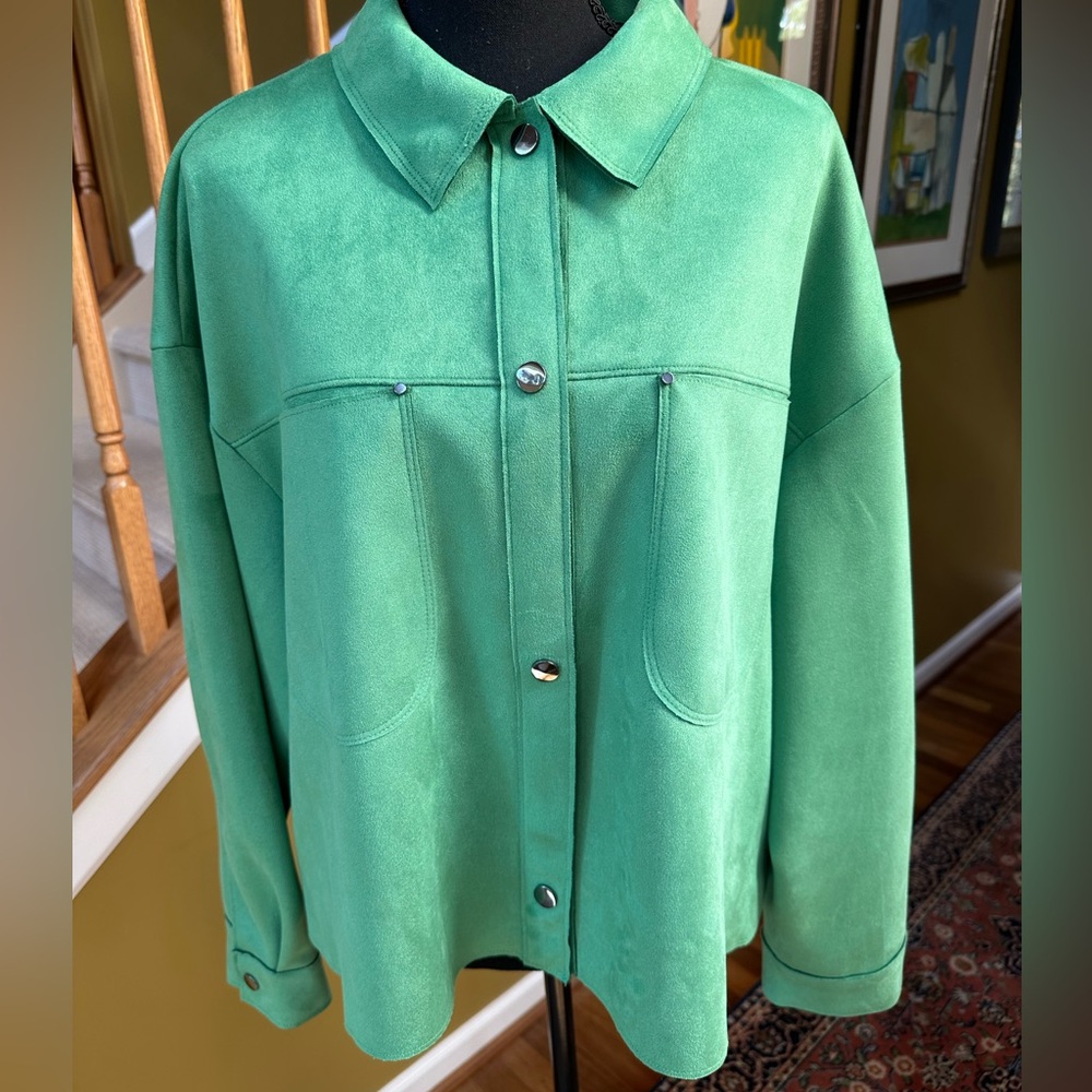 NWOT Zara Faux Green Suede Jacket (XL)